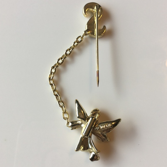 Vintage Giusti Angel Initial S Stick Pin Gold Tone - Picture 3 of 3